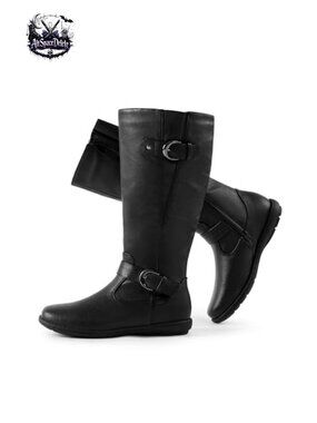 Women's Wide Calf Flat Knee High Boots Faux Fur Lined Zip